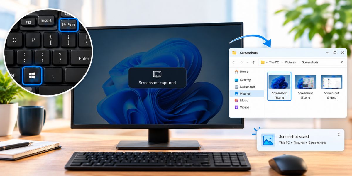 Windows + PrtScn (Save Directly as a File)
