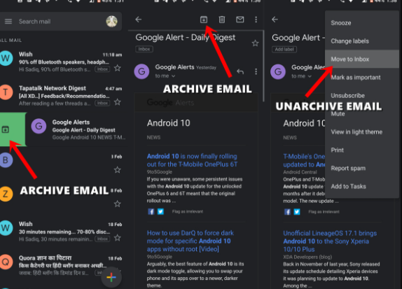 How to archive or mute Gmail messages?