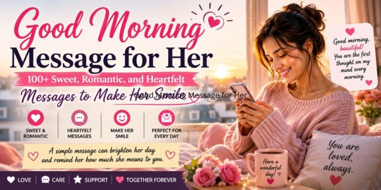 Good Morning Message for Her: 100+ Sweet, Romantic, and Heartfelt Messages to Make Her Smile Good Morning Message for Her: 100+ Sweet, Romantic, and Heartfelt Messages to Make Her Smile